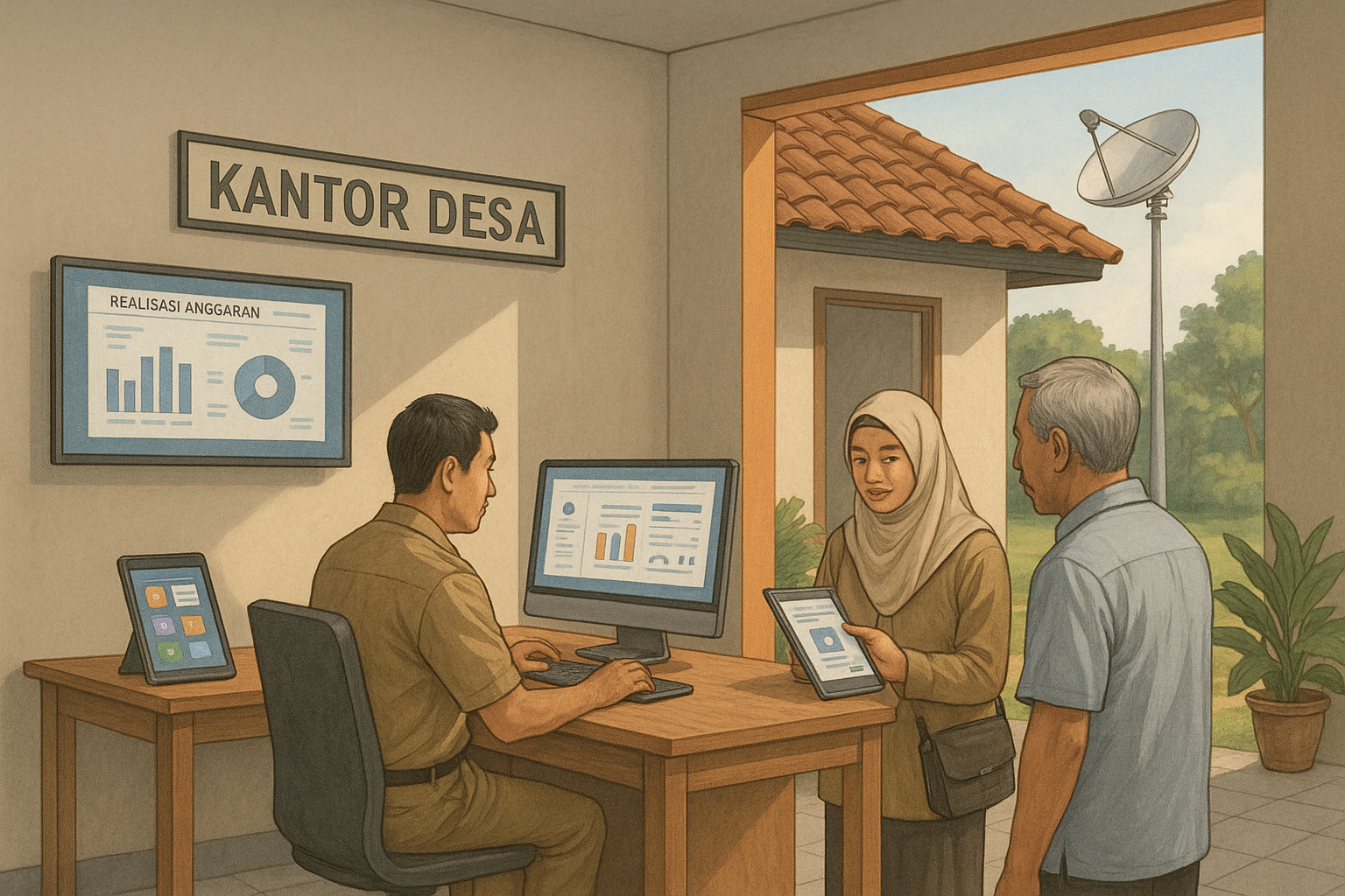ilustrasi digitalisasi administrasi desa 2025 pelayanan publik cepat tanpa kertas