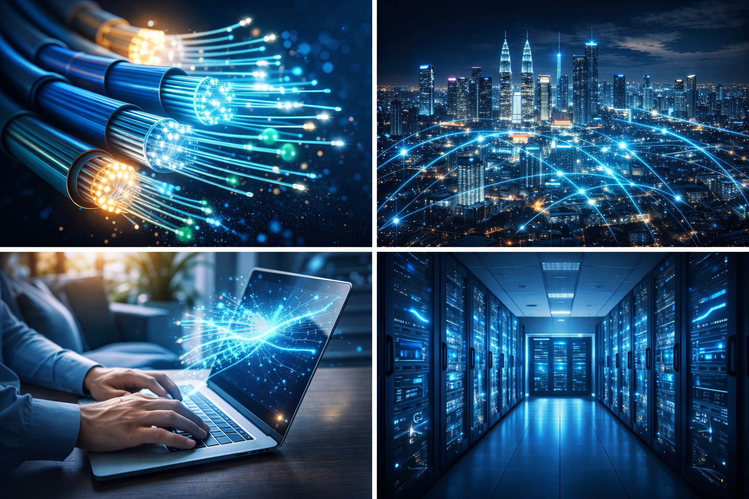 Ilustrasi jaringan internet cepat dan infrastruktur digital di Indonesia